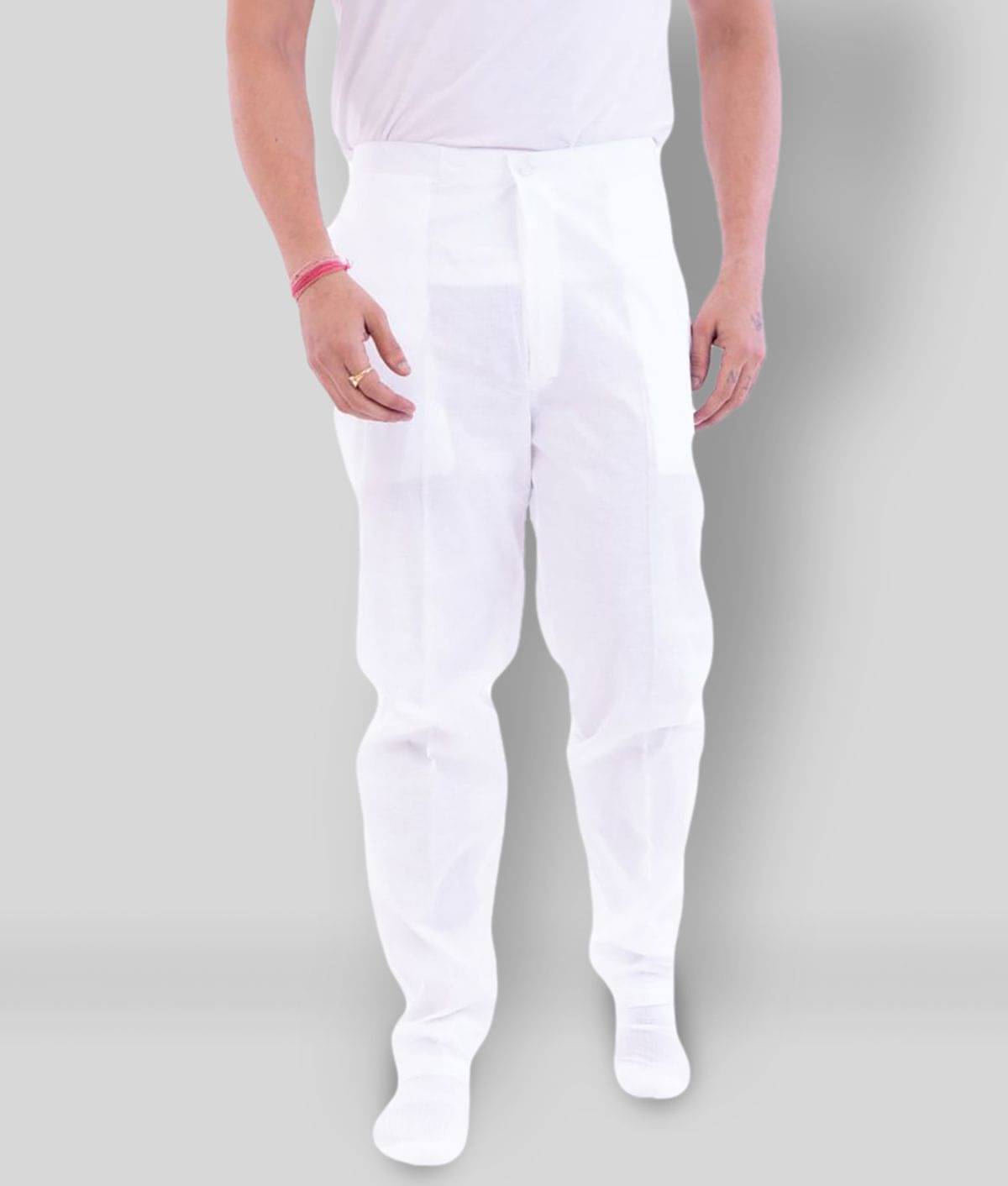 DESHBANDHU DBK - White Cotton Men's Light Trackpants ( Pack of 1 ) DESHBANDHU DBK - White Cotton Men's Light Trackpants ( Pack of 1 )