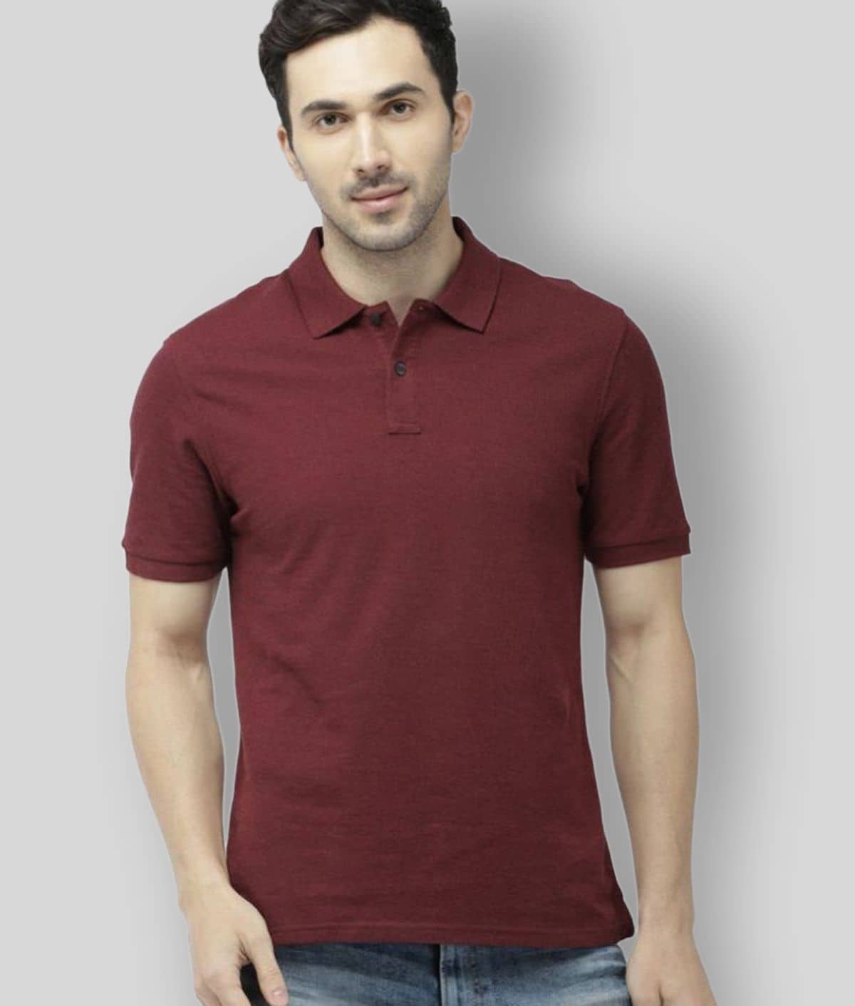 FASHION365 Pack of 1 Cotton Blend Slim Fit Solid Half Sleeves Men's Polo T Shirt ( Maroon )