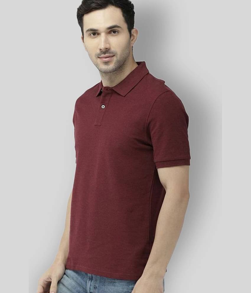 FASHION365 Pack of 1 Cotton Blend Slim Fit Solid Half Sleeves Men's Polo T Shirt ( Maroon )
