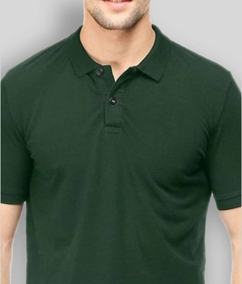 FASHION365 Pack of 1 Cotton Blend Slim Fit Solid Half Sleeves Men's Polo T Shirt ( Green )