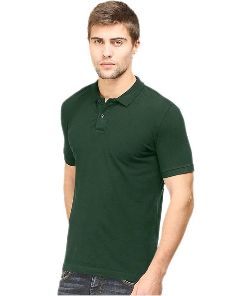 FASHION365 Pack of 1 Cotton Blend Slim Fit Solid Half Sleeves Men's Polo T Shirt ( Green )