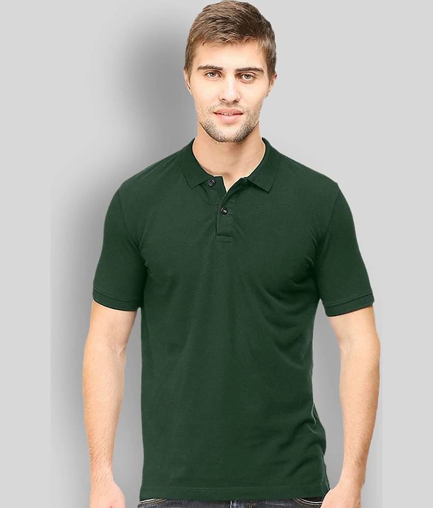 FASHION365 Pack of 1 Cotton Blend Slim Fit Solid Half Sleeves Men's Polo T Shirt ( Green )