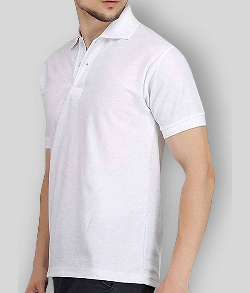 FASHION365 Pack of 1 Cotton Blend Slim Fit Solid Half Sleeves Men's Polo T Shirt ( White )