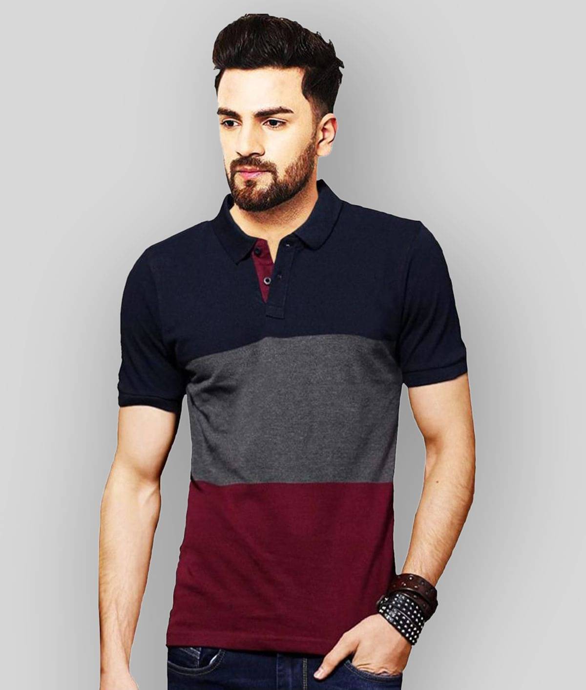 Leotude Pack of 1 Cotton Blend Regular Fit Colorblock Half Sleeves Men's Polo T Shirt ( Light Blue ) Leotude Pack of 1 Cotton Blend Regular Fit Colorblock Half Sleeves Men's Polo T Shirt ( Light Blue )