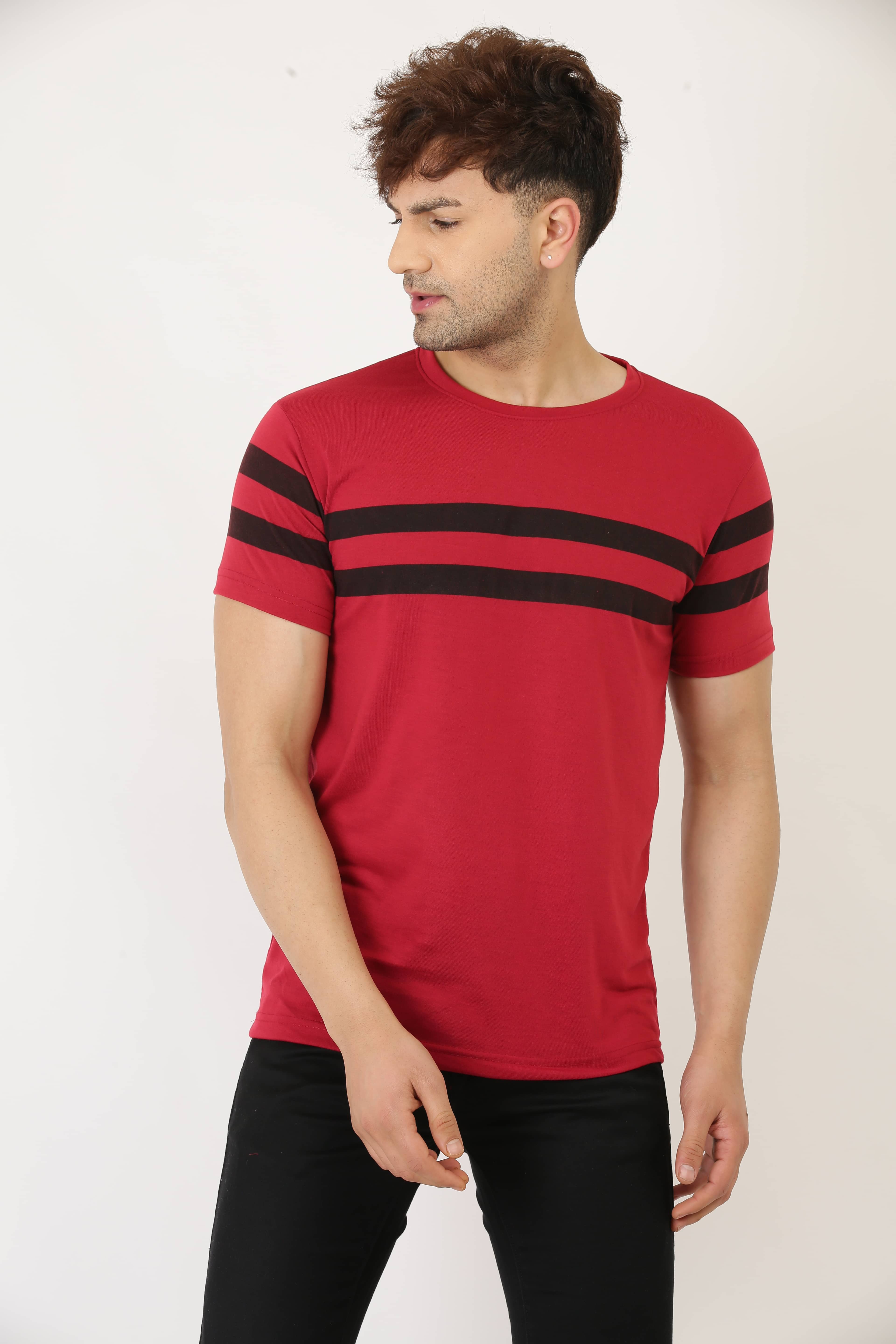 Leotude Pack of 1 Cotton Blend Regular Fit Men's T-Shirt ( Maroon )
