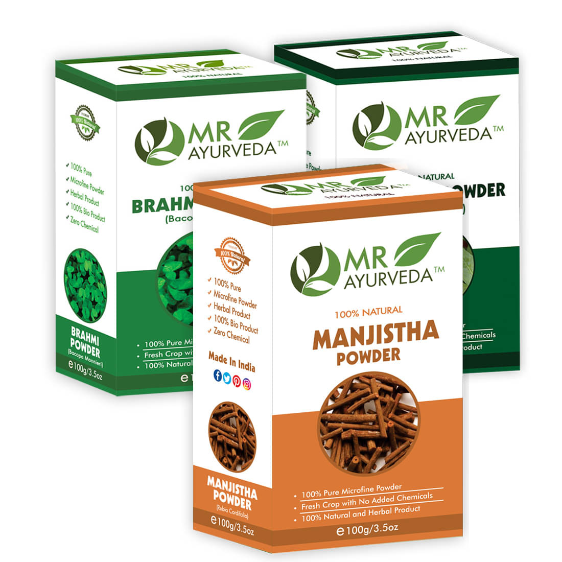     			MR Ayurveda Manjistha, Brahmi & Bhringraj Powder Hair Scalp Treatment 300 g Pack of 3