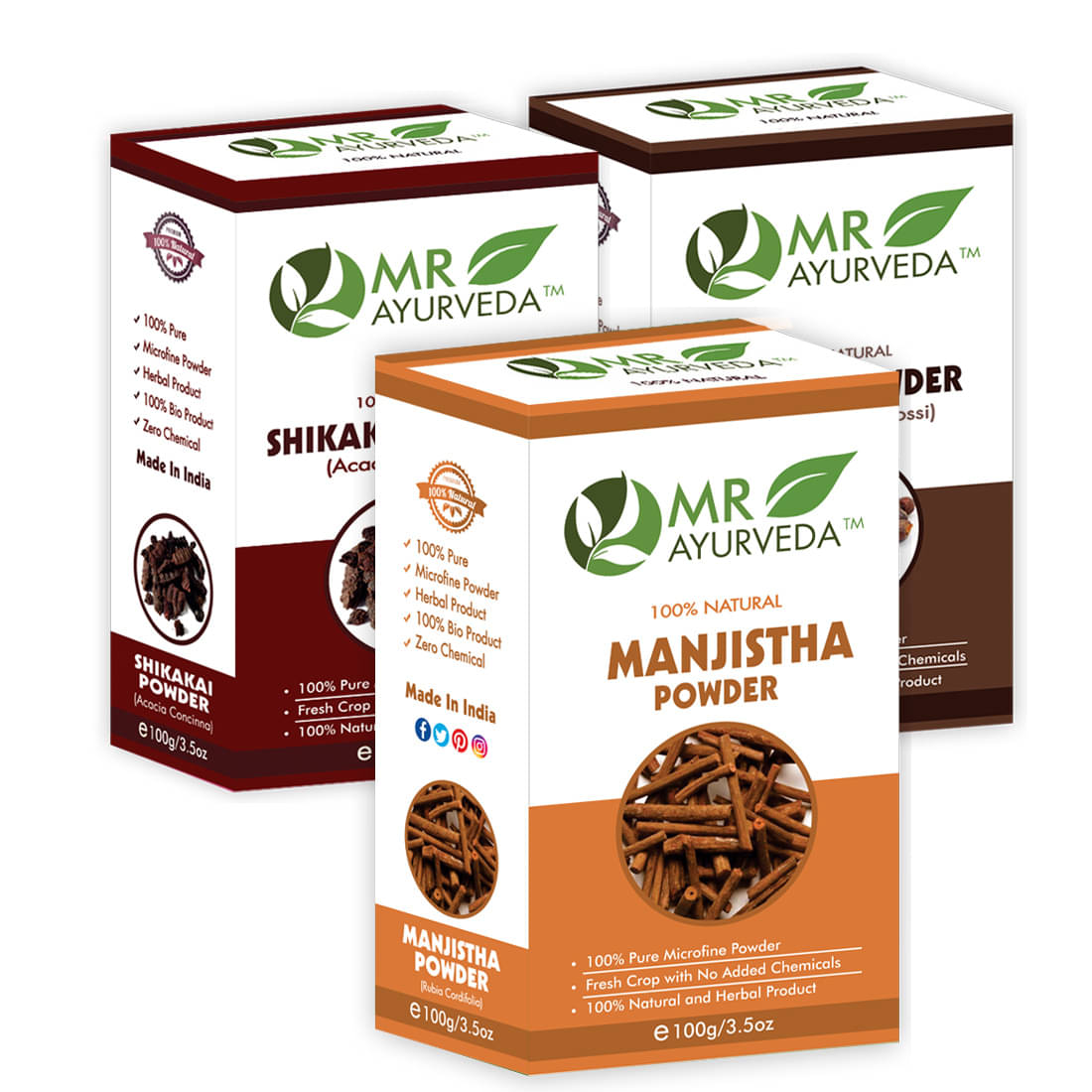     			MR Ayurveda Manjistha, Shikakai & Reetha Powder Hair Scalp Treatment 300 g Pack of 3