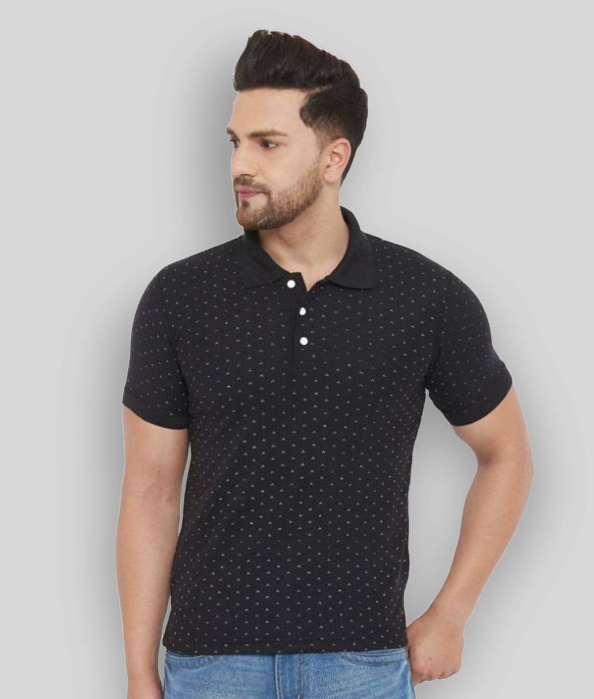    			The Million Club Pack of 1 Cotton Blend Regular Fit Printed Half Sleeves Men's Polo T Shirt ( Black )