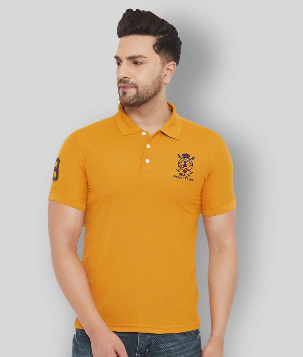 The Million Club Pack of 1 Polyester Regular Fit Solid Half Sleeves Men's Polo T Shirt ( Yellow )