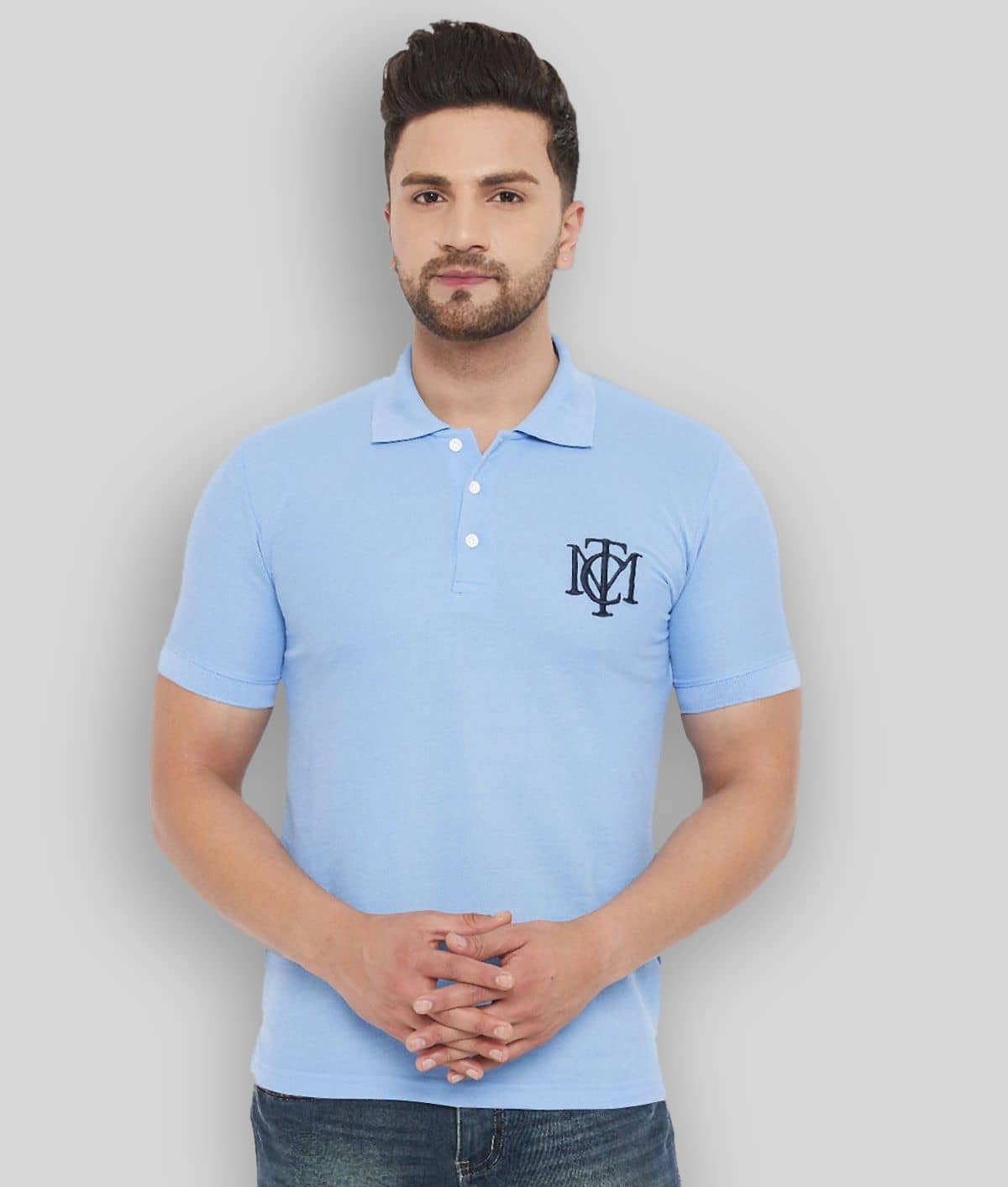 The Million Club Pack of 1 Polyester Regular Fit Solid Half Sleeves Men's Polo T Shirt ( Blue )
