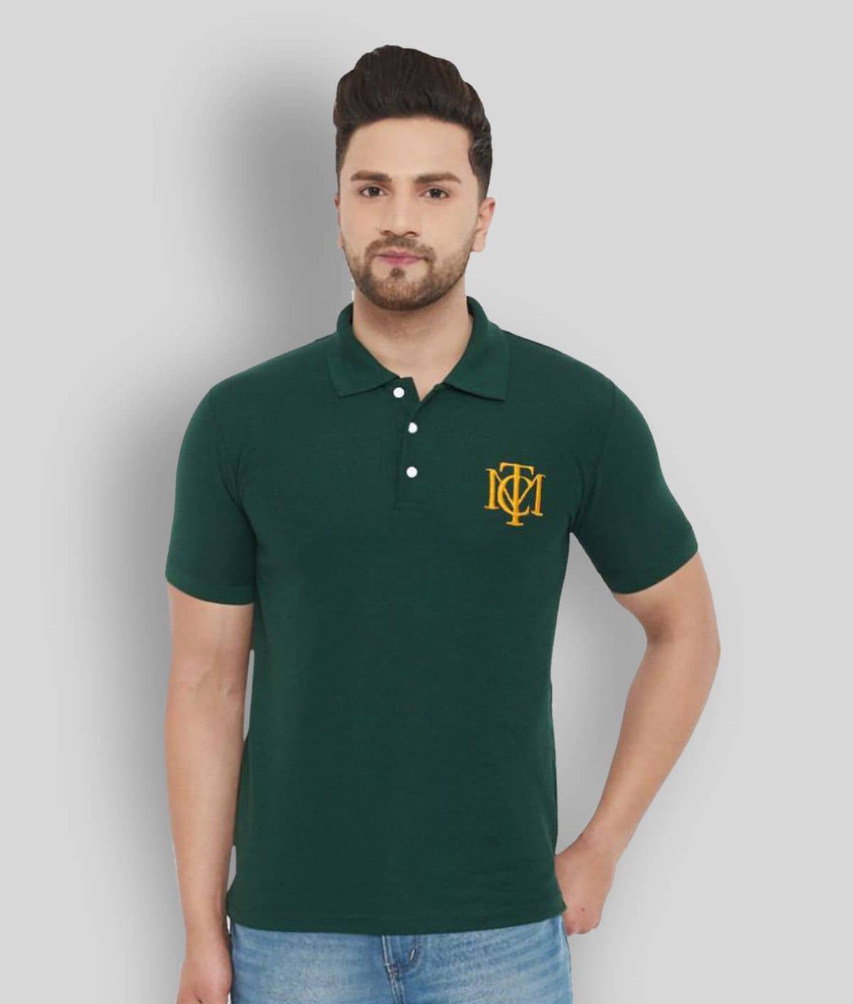 The Million Club Pack of 1 Polyester Regular Fit Solid Half Sleeves Men's Polo T Shirt ( Green )