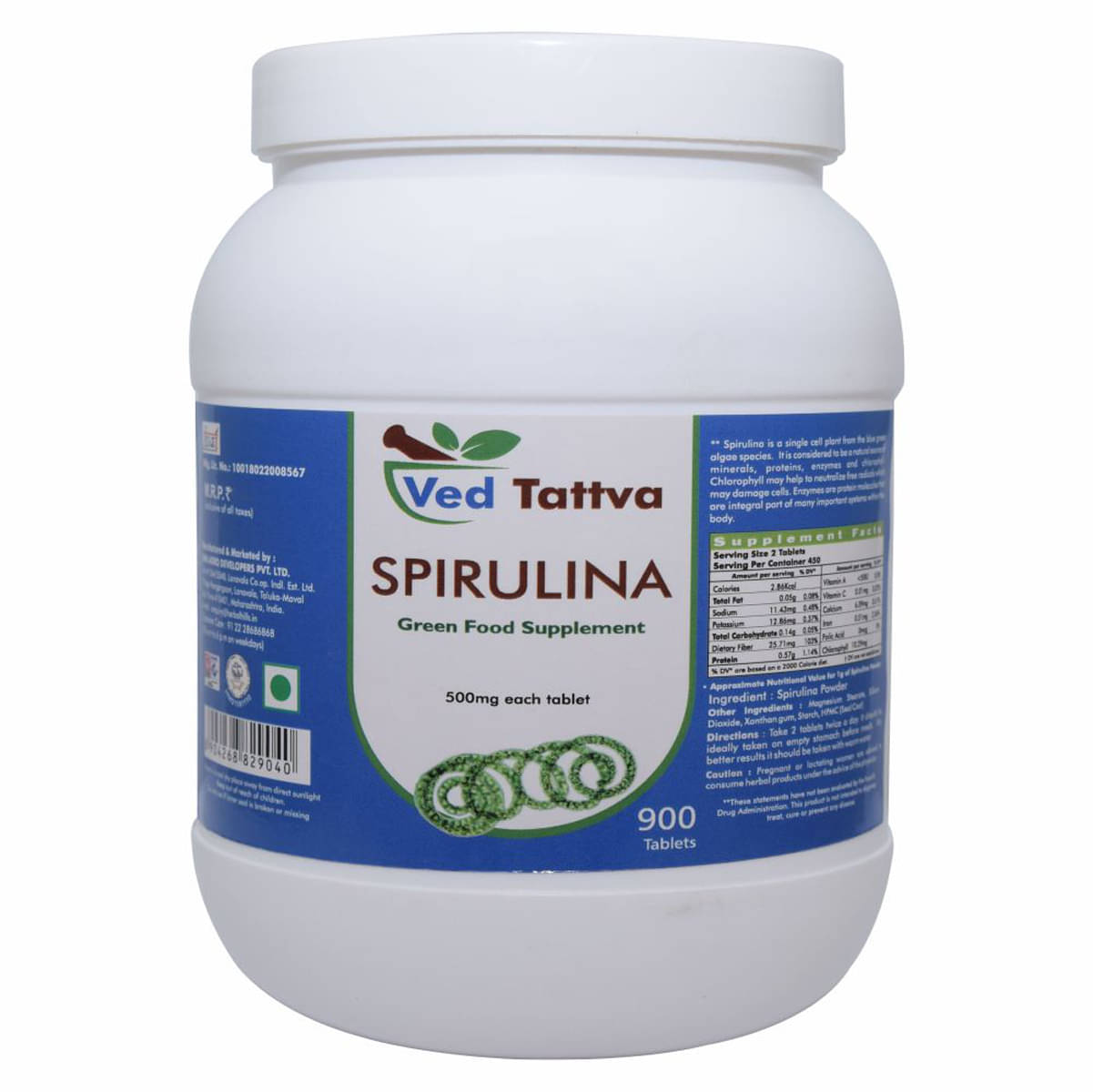 Ved Tattva Spirulina Tablet 900 No.S Pack of 1 Ved Tattva Spirulina Tablet 900 No.S Pack of 1
