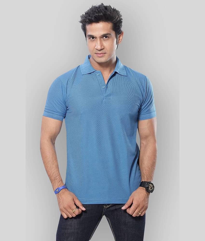 in365 Pack of 1 Cotton Blend Regular Fit Solid Half Sleeves Men's Polo T Shirt ( Turquoise )