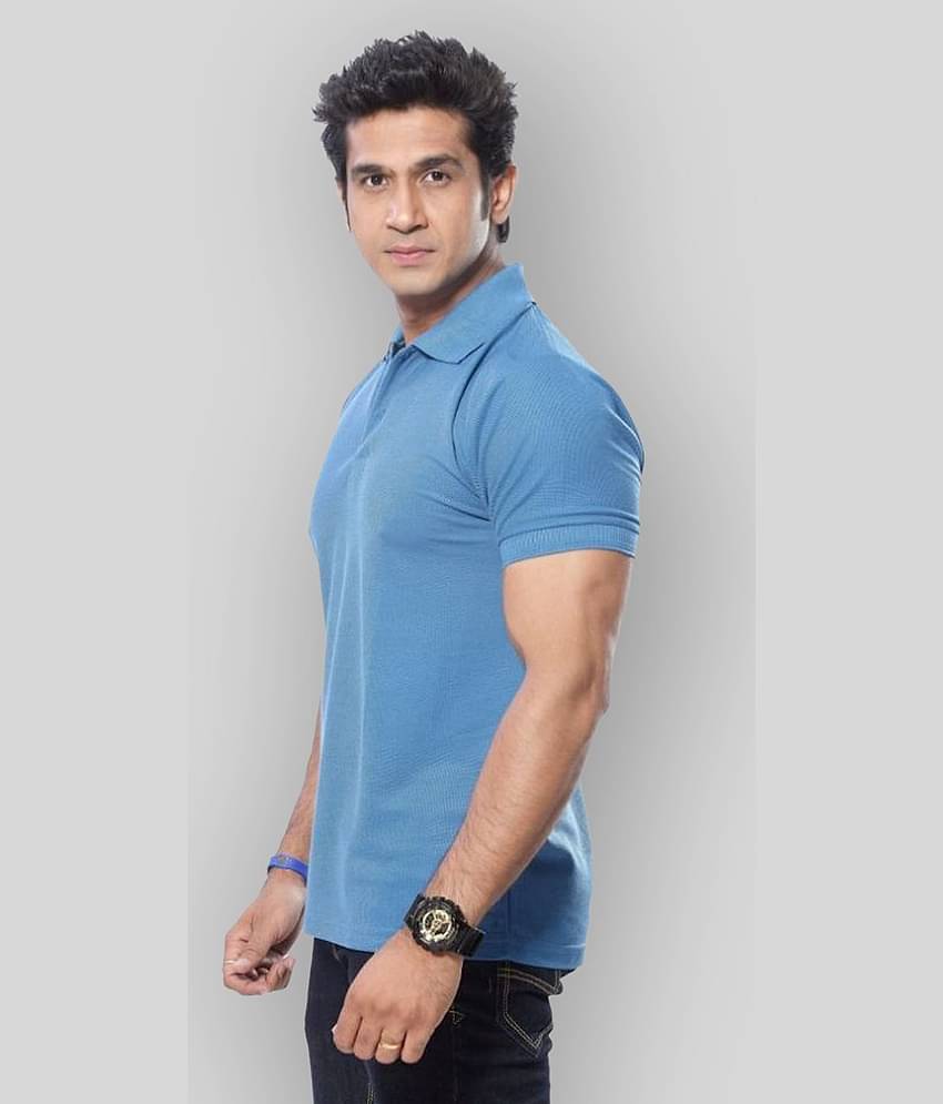 in365 Pack of 1 Cotton Blend Regular Fit Solid Half Sleeves Men's Polo T Shirt ( Turquoise )