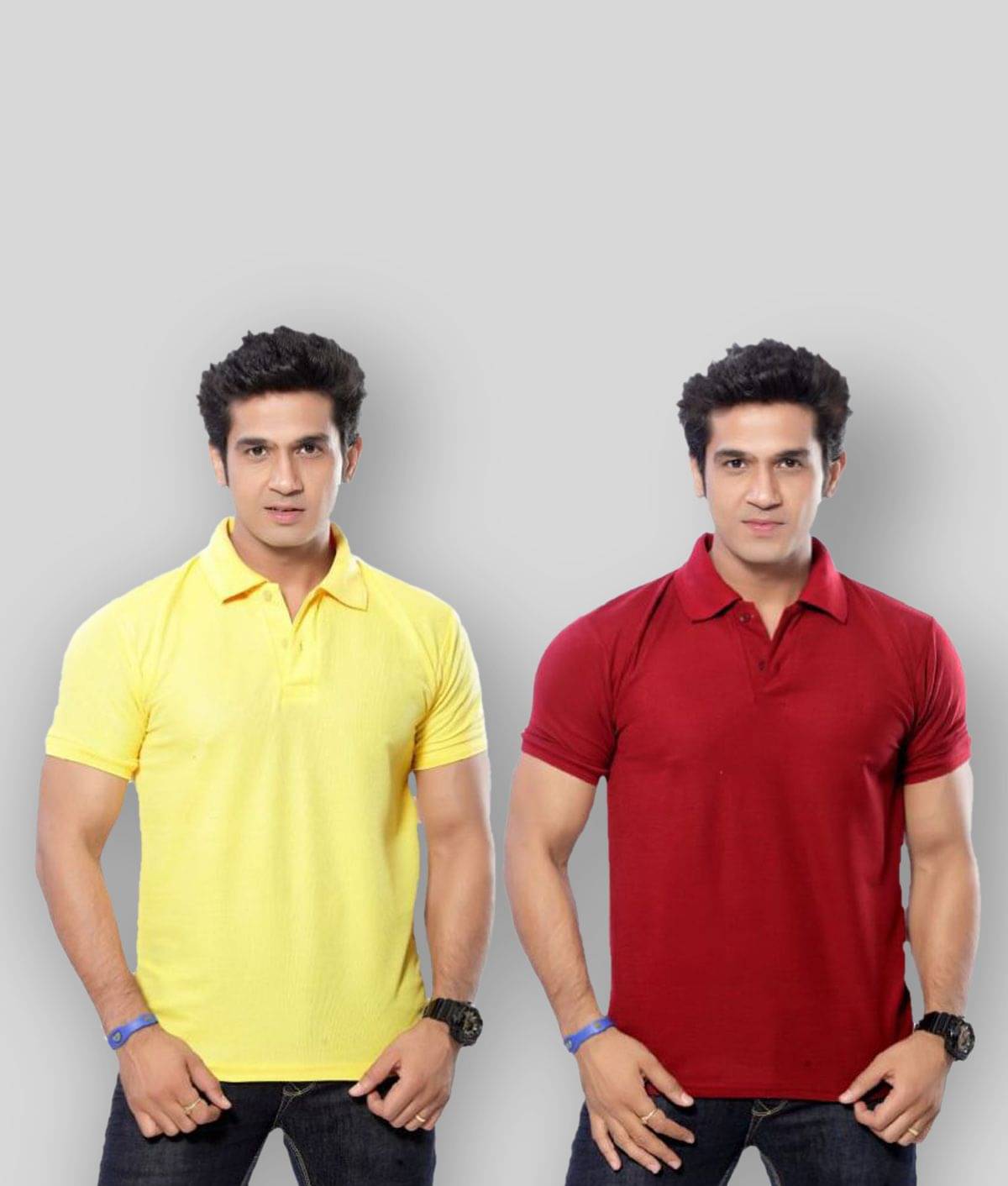    			in365 Pack of 2 Cotton Blend Regular Fit Solid Half Sleeves Men's Polo T Shirt ( Red )