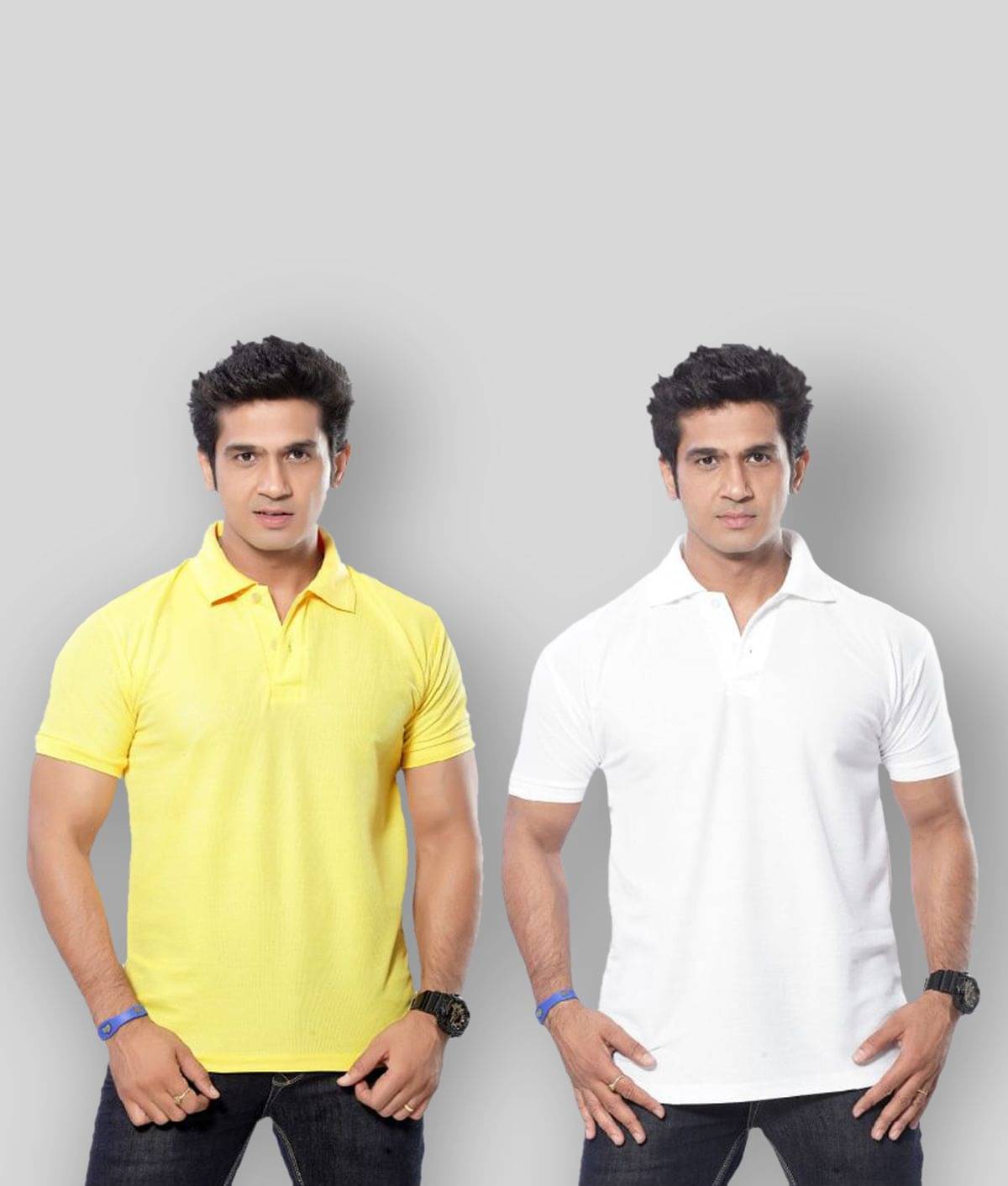 in365 Pack of 2 Cotton Blend Regular Fit Solid Half Sleeves Men's Polo T Shirt ( White ) in365 Pack of 2 Cotton Blend Regular Fit Solid Half Sleeves Men's Polo T Shirt ( White )
