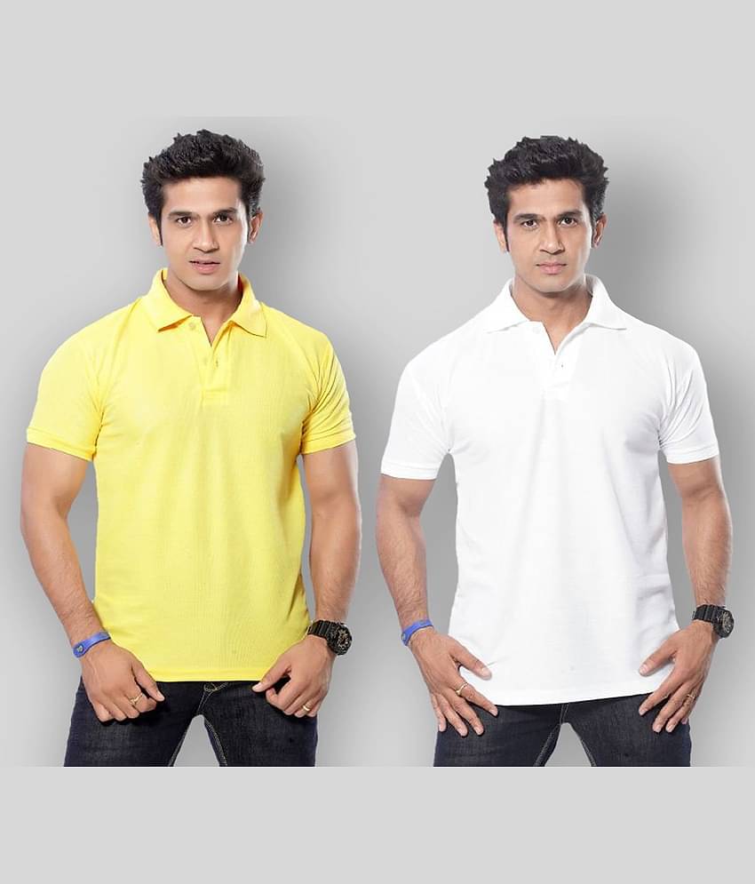 in365 Pack of 2 Cotton Blend Regular Fit Solid Half Sleeves Men's Polo T Shirt ( Maroon )