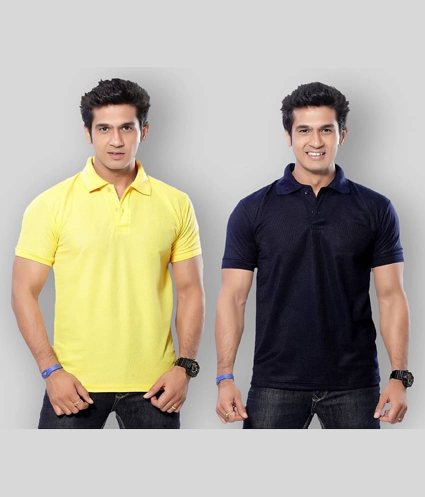 in365 Pack of 2 Cotton Blend Regular Fit Solid Half Sleeves Men's Polo T Shirt ( Maroon )