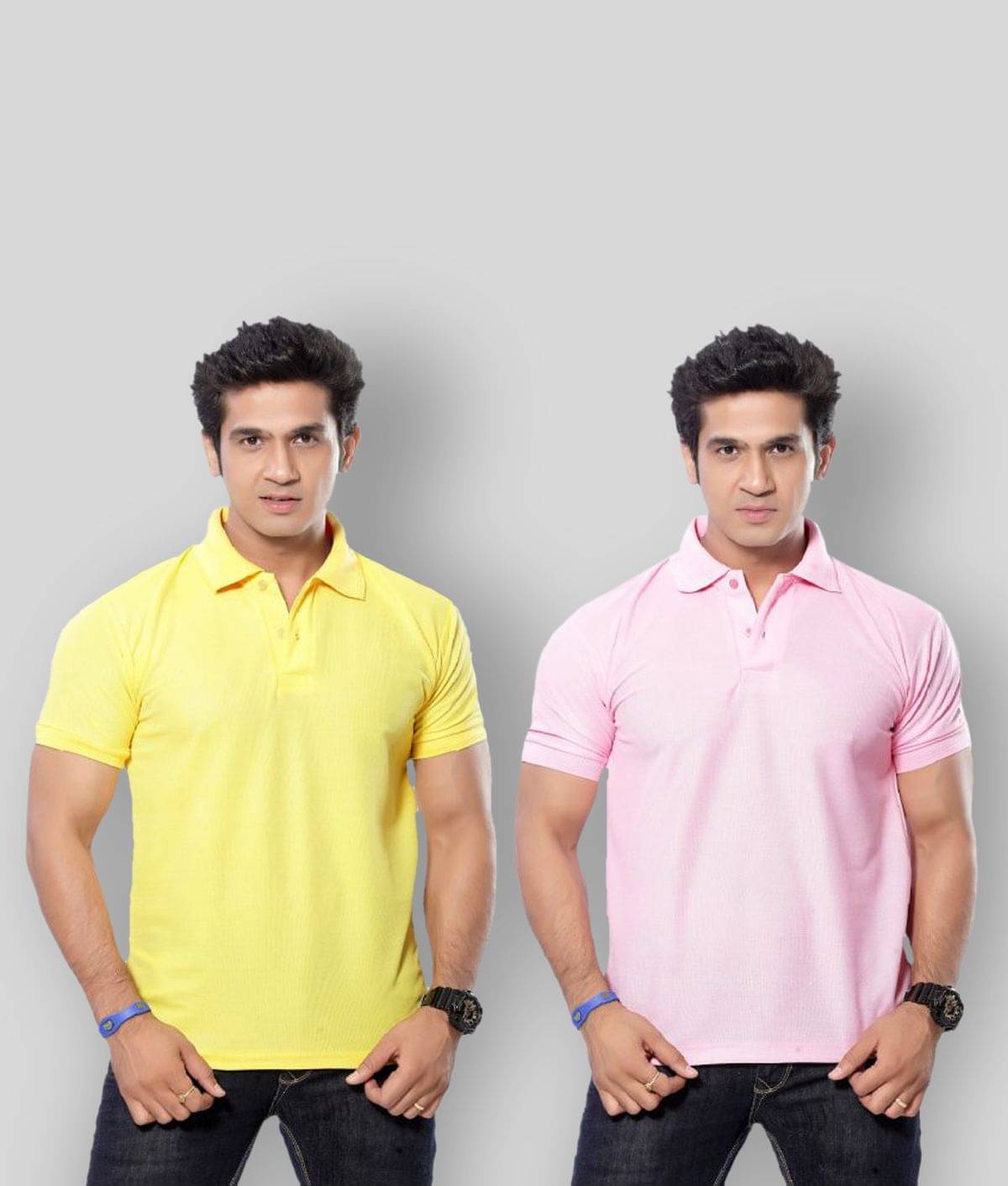 in365 Pack of 2 Cotton Blend Regular Fit Solid Half Sleeves Men's Polo T Shirt ( Pink ) in365 Pack of 2 Cotton Blend Regular Fit Solid Half Sleeves Men's Polo T Shirt ( Pink )
