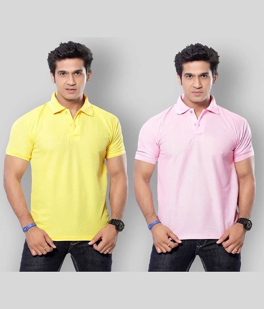 in365 Pack of 2 Cotton Blend Regular Fit Solid Half Sleeves Men's Polo T Shirt ( Maroon )