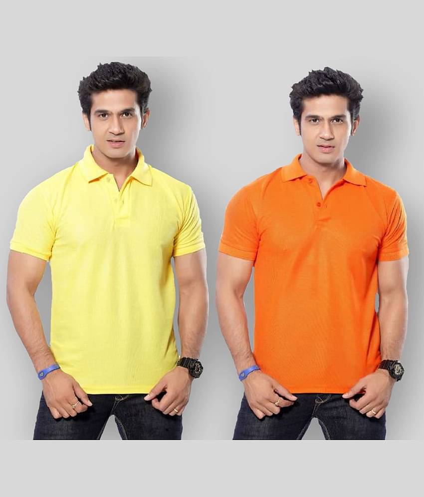 in365 Pack of 2 Cotton Blend Regular Fit Solid Half Sleeves Men's Polo T Shirt ( Maroon )