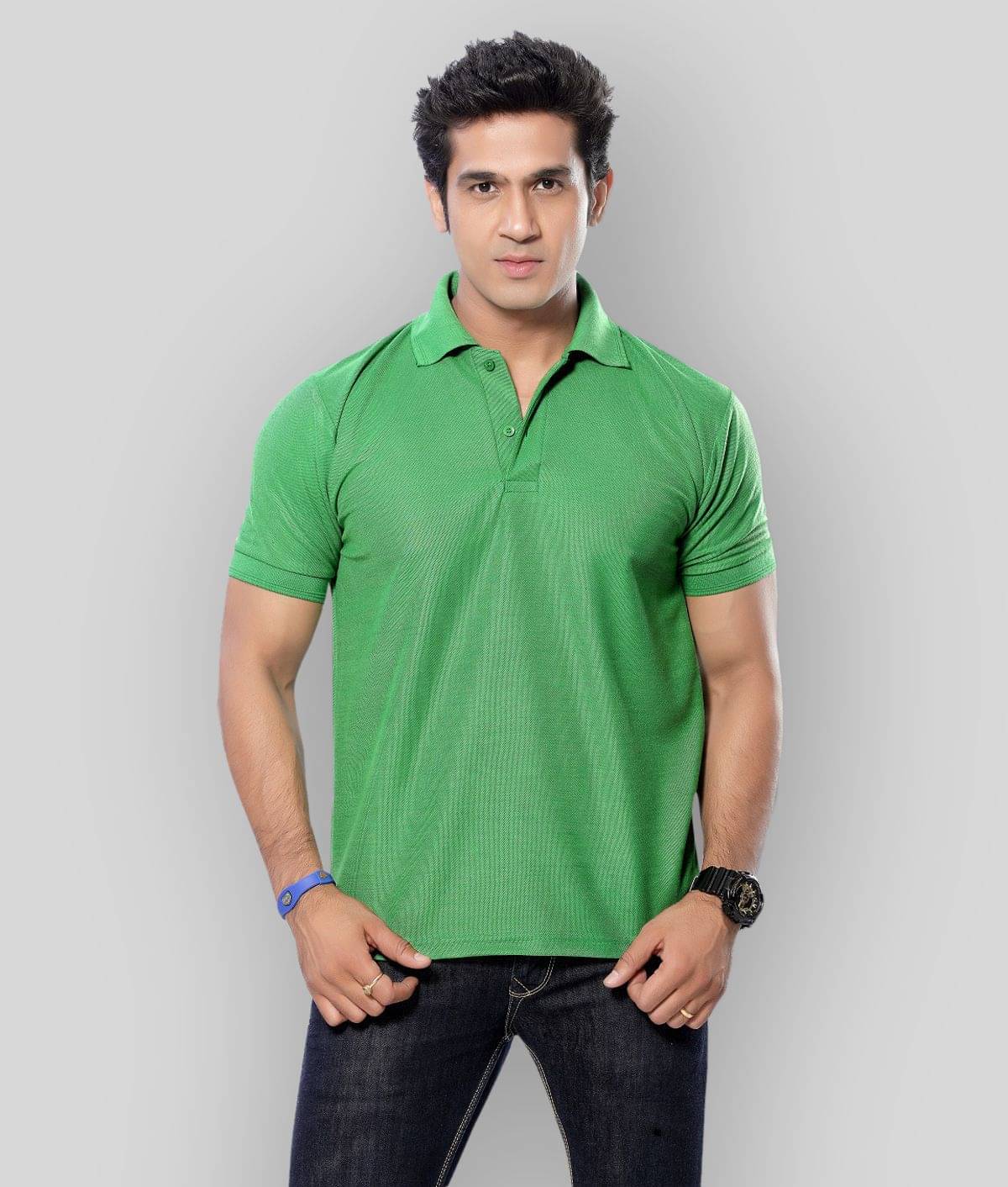     			in365 Pack of 1 Cotton Blend Regular Fit Solid Half Sleeves Men's Polo T Shirt ( Green )
