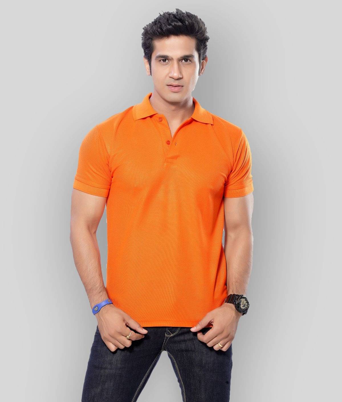    			in365 Pack of 1 Cotton Blend Regular Fit Solid Half Sleeves Men's Polo T Shirt ( Orange )