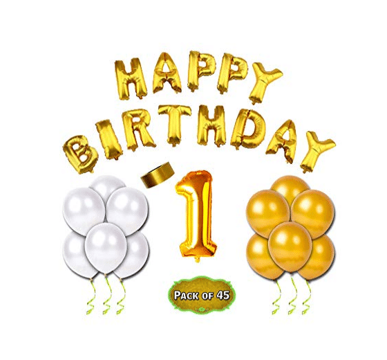 Blooms Mall 45pcs Theme 1st Birthday Combo Happy Birthday Foil Balloon+ 1 Number Foil Balloon+ Mettallic Balloons + Ribbon Blooms Mall 45pcs Theme 1st Birthday Combo Happy Birthday Foil Balloon+ 1 Number Foil Balloon+ Mettallic Balloons + Ribbon