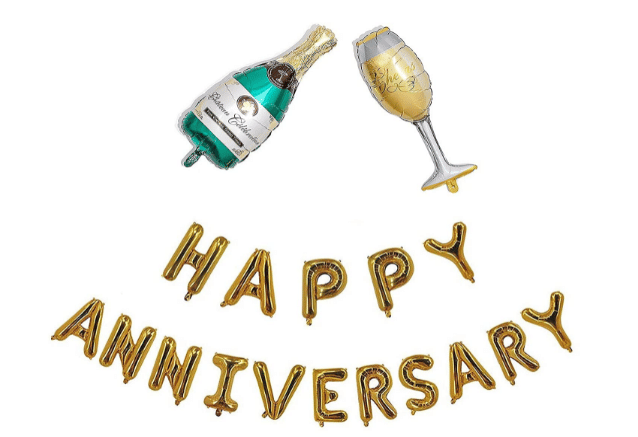     			Blooms Mall 1pcs Cheers Glass, 1pcs Whiskey Bottle and 1pcs  Bottle foil Balloons for Decoration  with 1pcs Gold Fringe Curtain - ( Pack of 4)