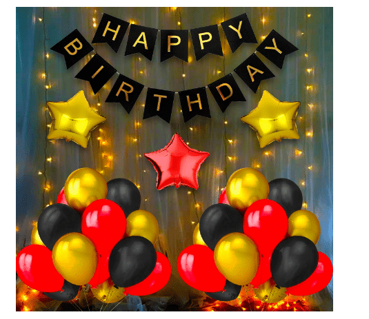 Blooms Mall Happy Birthday Decoration Kit Combo With Fairy Led Lights 45pcs Set Happy Birthday Bunting;Balloon; Star Foil Blooms Mall Happy Birthday Decoration Kit Combo With Fairy Led Lights 45pcs Set Happy Birthday Bunting;Balloon; Star Foil