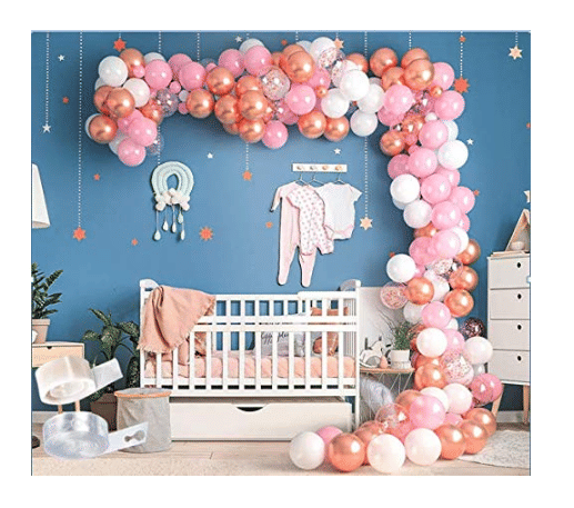     			Blooms Mall  Rose Gold,White And Pink Balloon Combo Of 102 pc