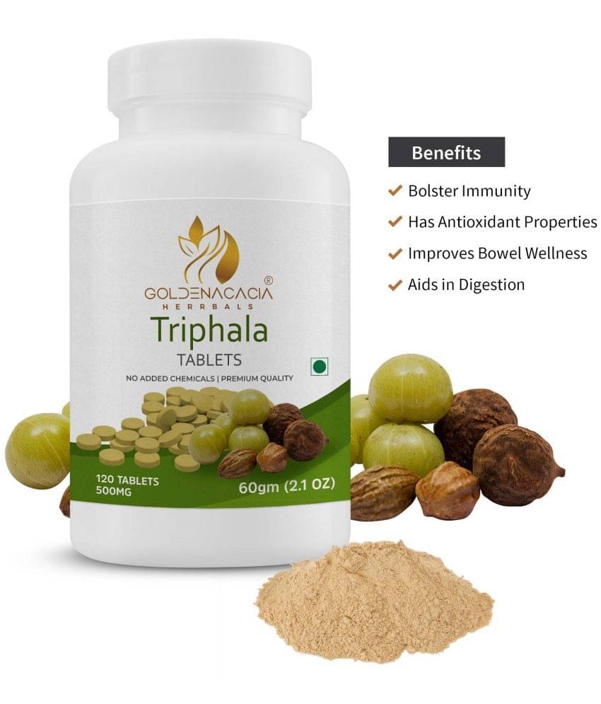 GOLDENACACIA HERRBALS Triphala 500mg 120 Tablets Tablets 1 no.s     			GOLDENACACIA HERRBALS Triphala 500mg 120 Tablets Tablets 1 no.s