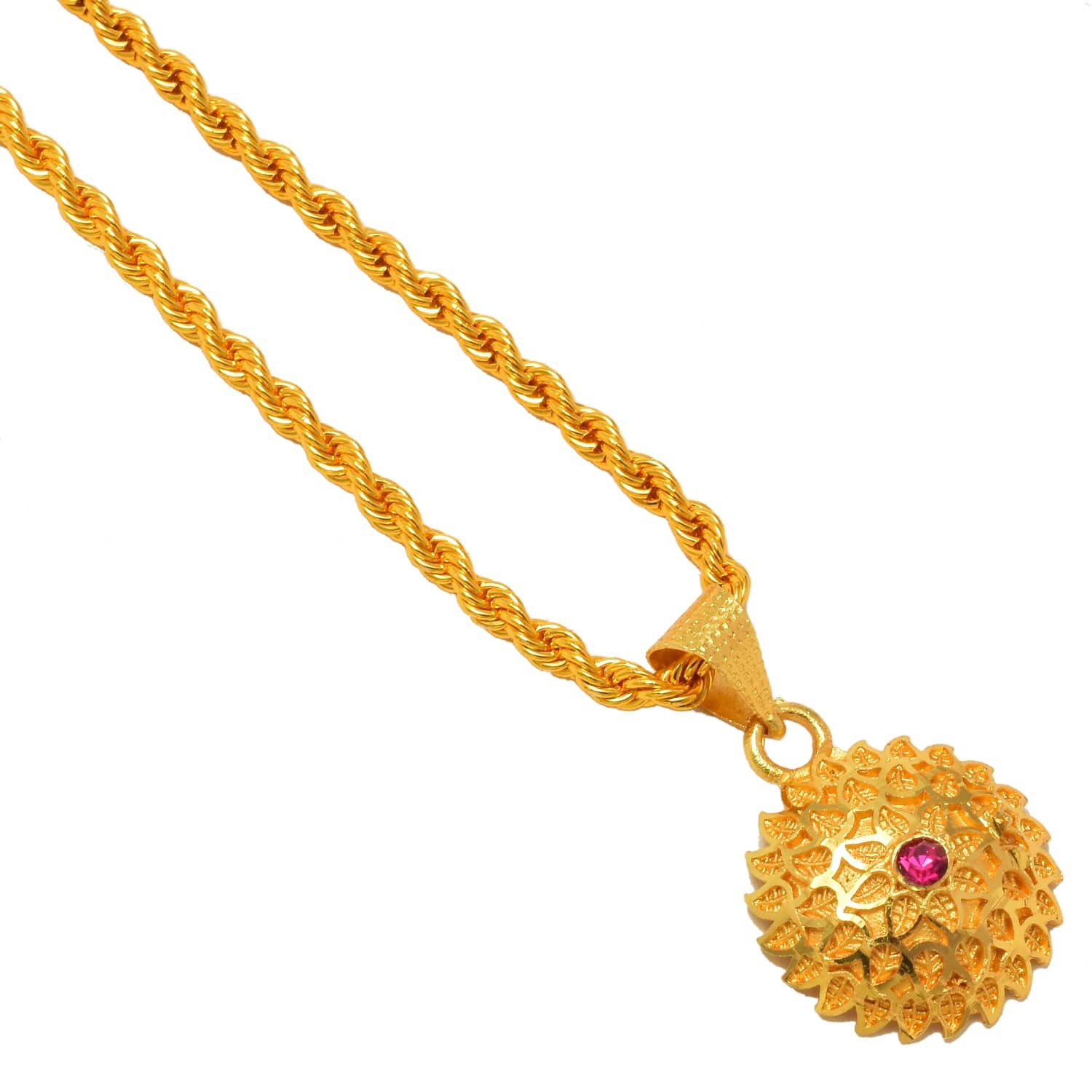 Jewar Mandi New Design Gold Plated Locket/Pendant with Rope/Rassi Chain Daily use for Men, Women & Girls, Boys