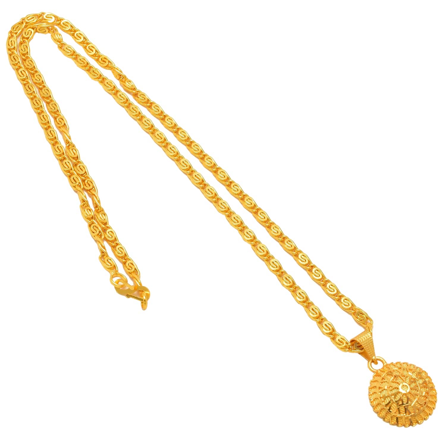 Jewar Mandi New Design Gold Plated Locket/Pendant with Link Chain Daily use for Men, Women & Girls, Boys