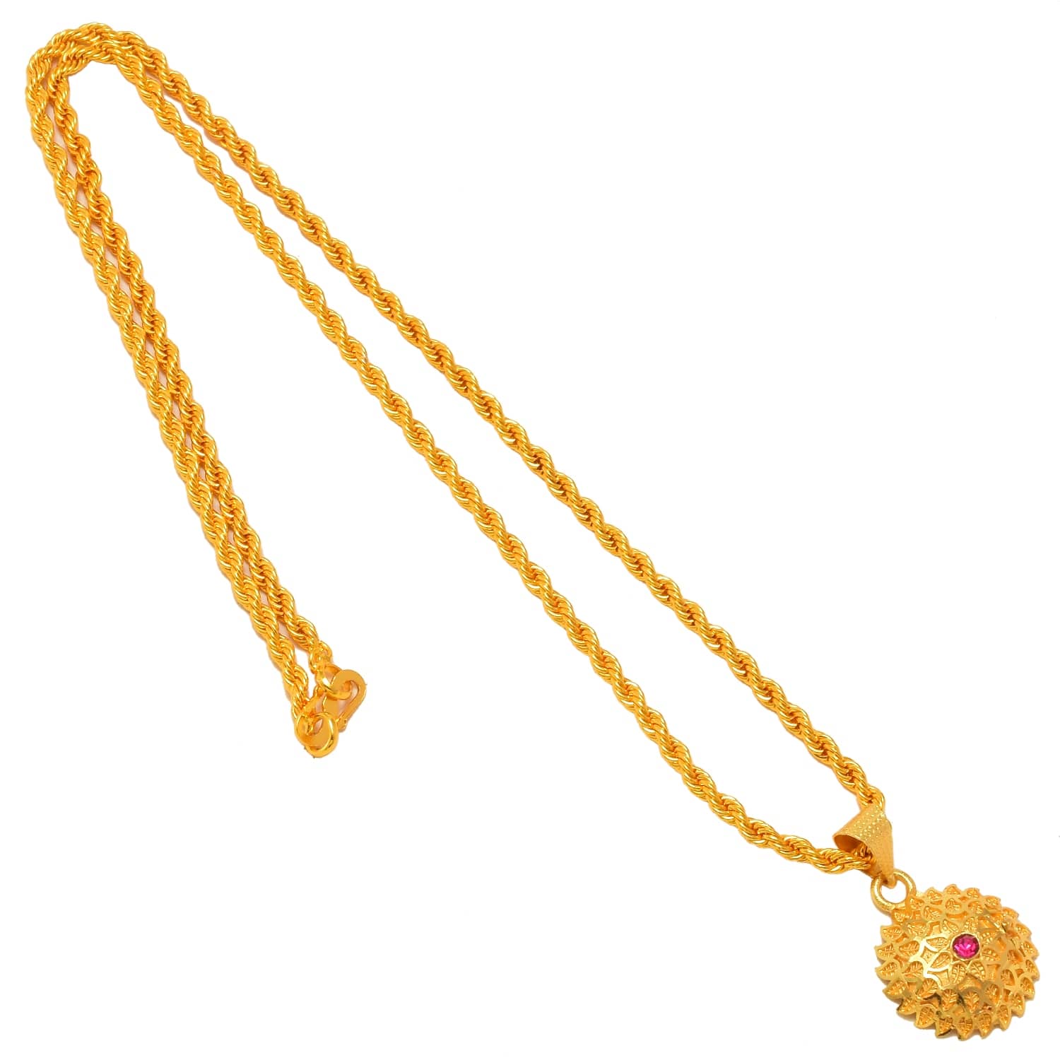 Jewar Mandi New Design Gold Plated Locket/Pendant with Rope/Rassi Chain Daily use for Men, Women & Girls, Boys