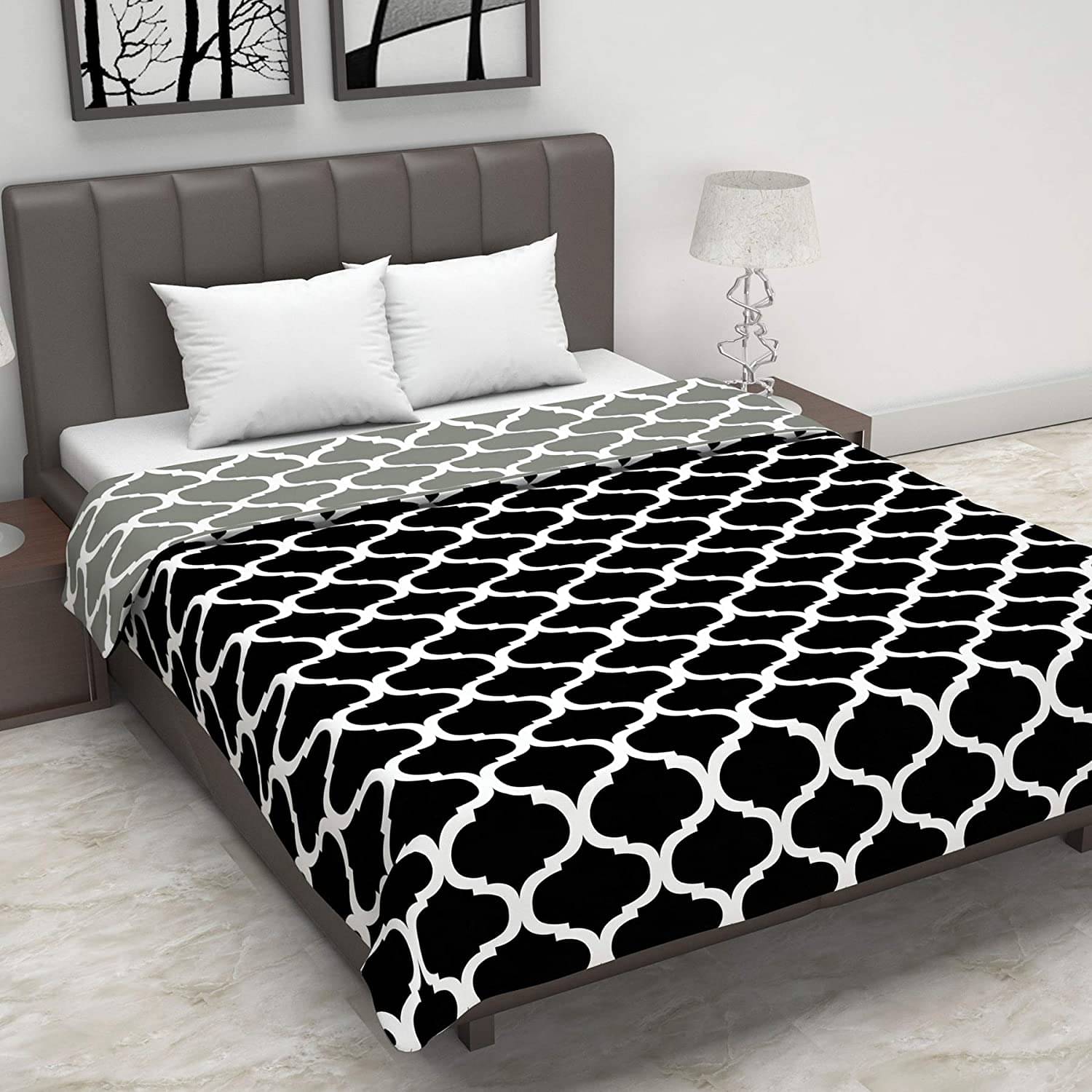     			DIVINE CASA Double Polyester Black Abstract Dohar