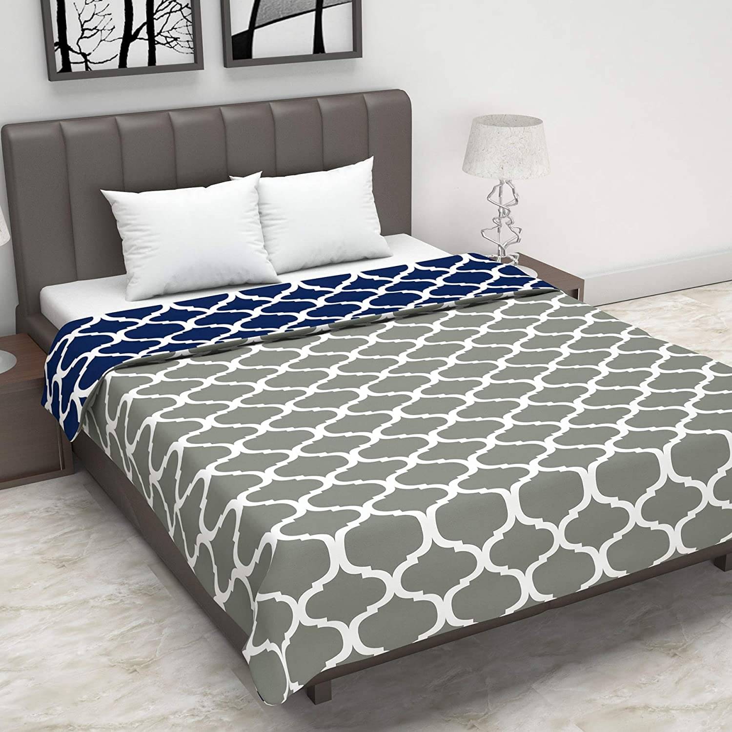 DIVINE CASA Double Polyester Blue Abstract Dohar DIVINE CASA Double Polyester Blue Abstract Dohar