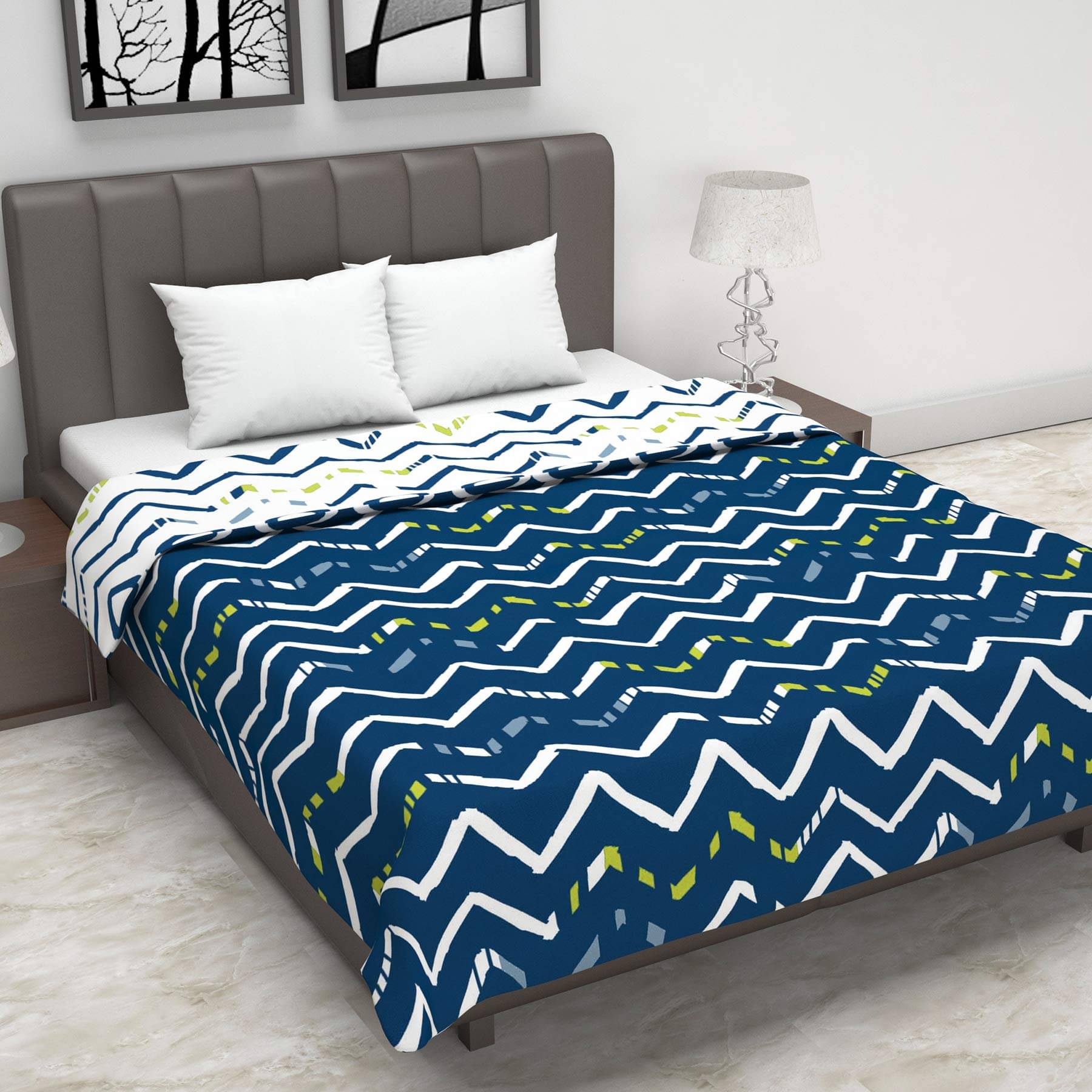 DIVINE CASA Double Polyester Blue Abstract Dohar DIVINE CASA Double Polyester Blue Abstract Dohar