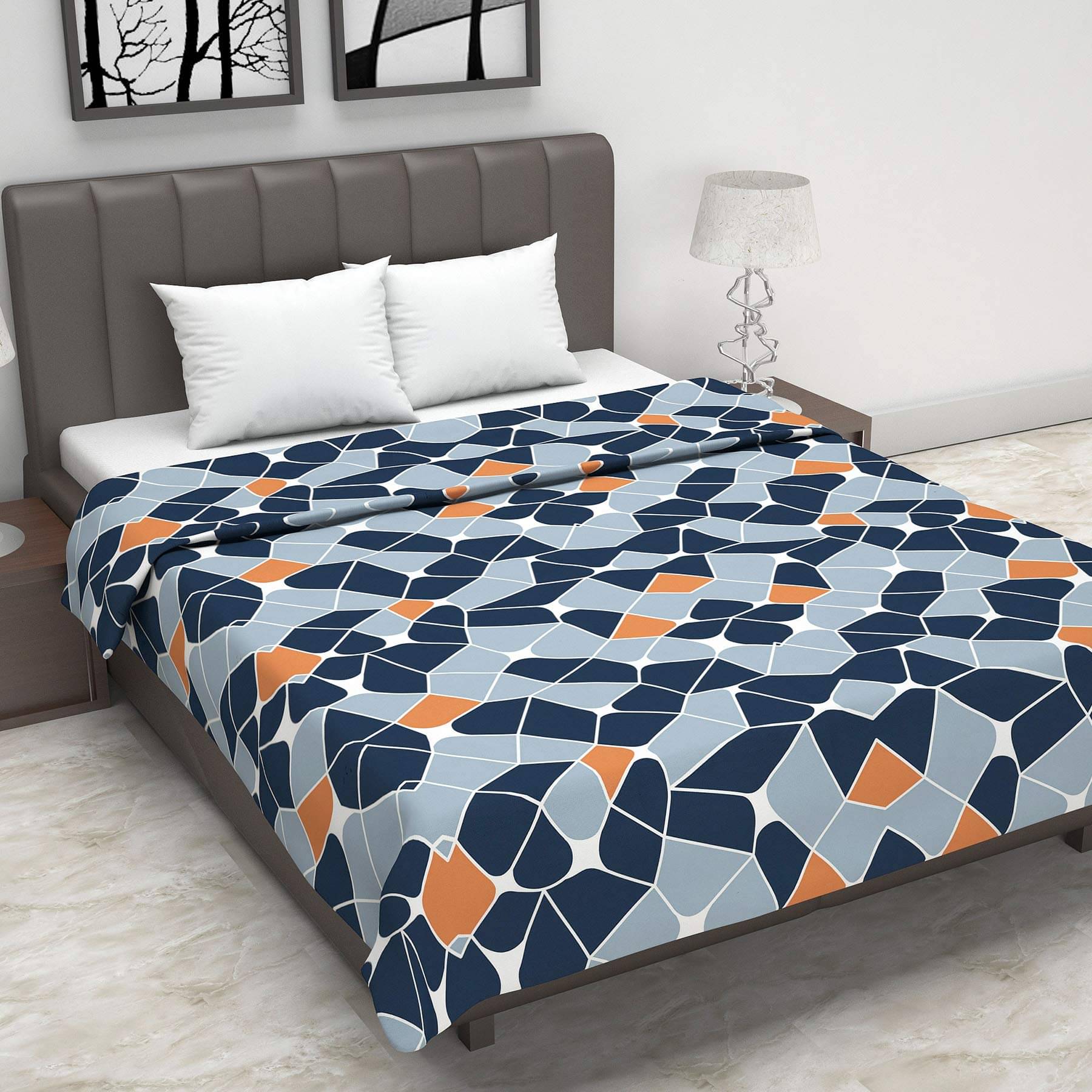 DIVINE CASA Double Polyester Blue Abstract Dohar DIVINE CASA Double Polyester Blue Abstract Dohar
