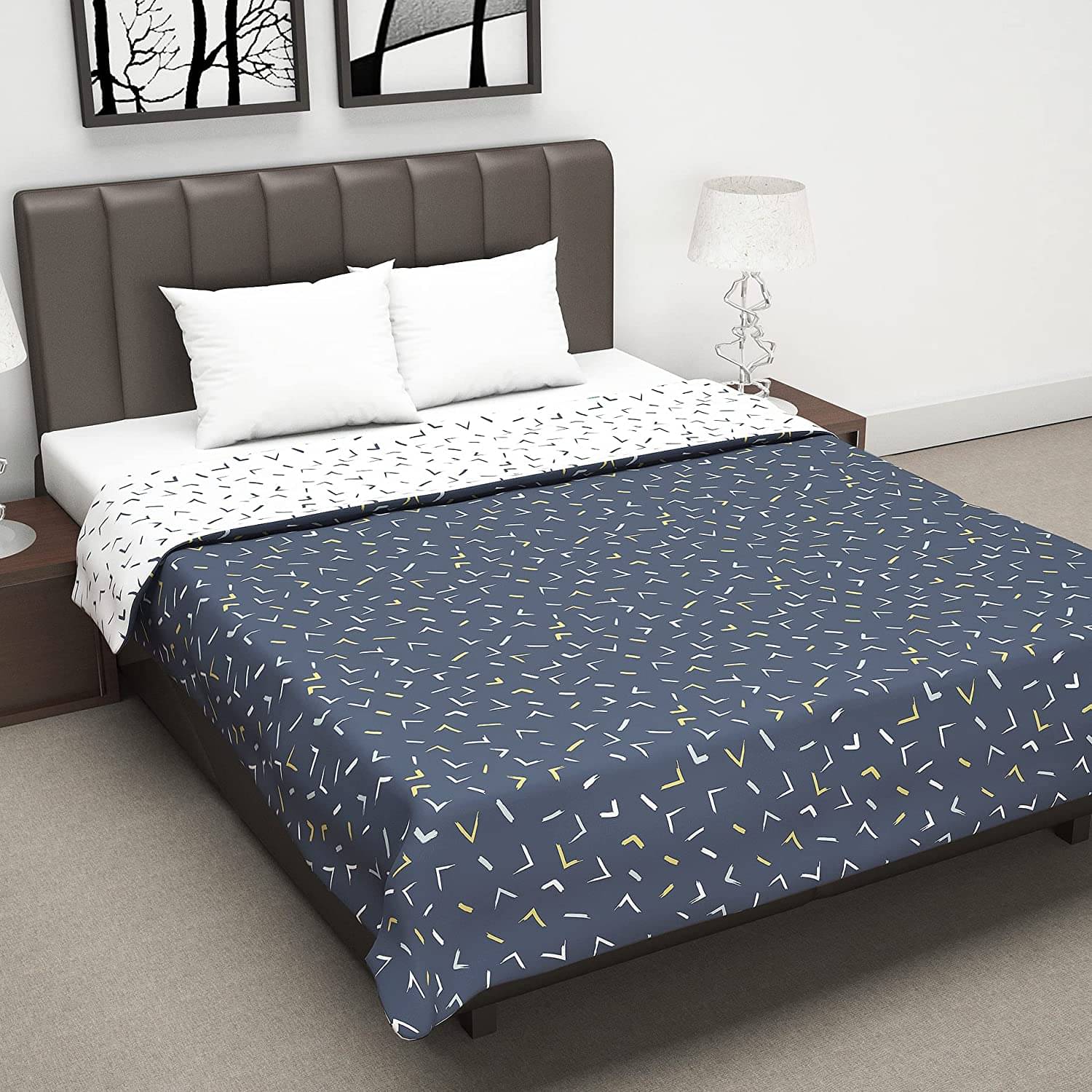 DIVINE CASA Double Polyester Blue Abstract Dohar DIVINE CASA Double Polyester Blue Abstract Dohar