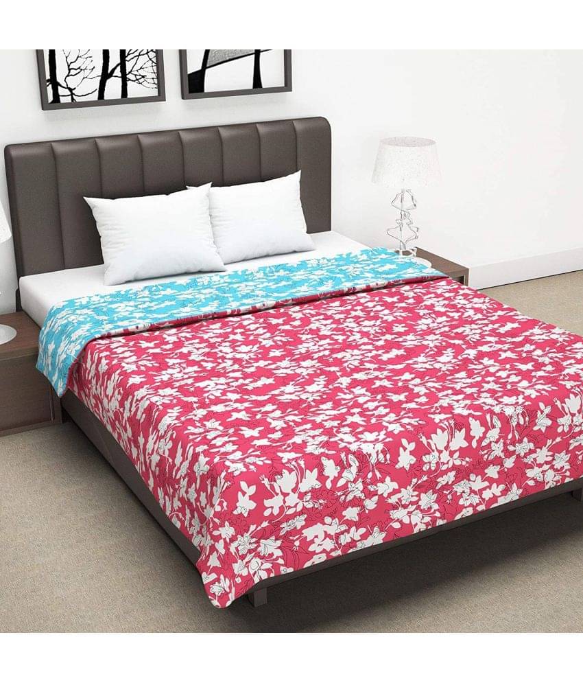     			DIVINE CASA Double Polyester Pink Floral Dohar