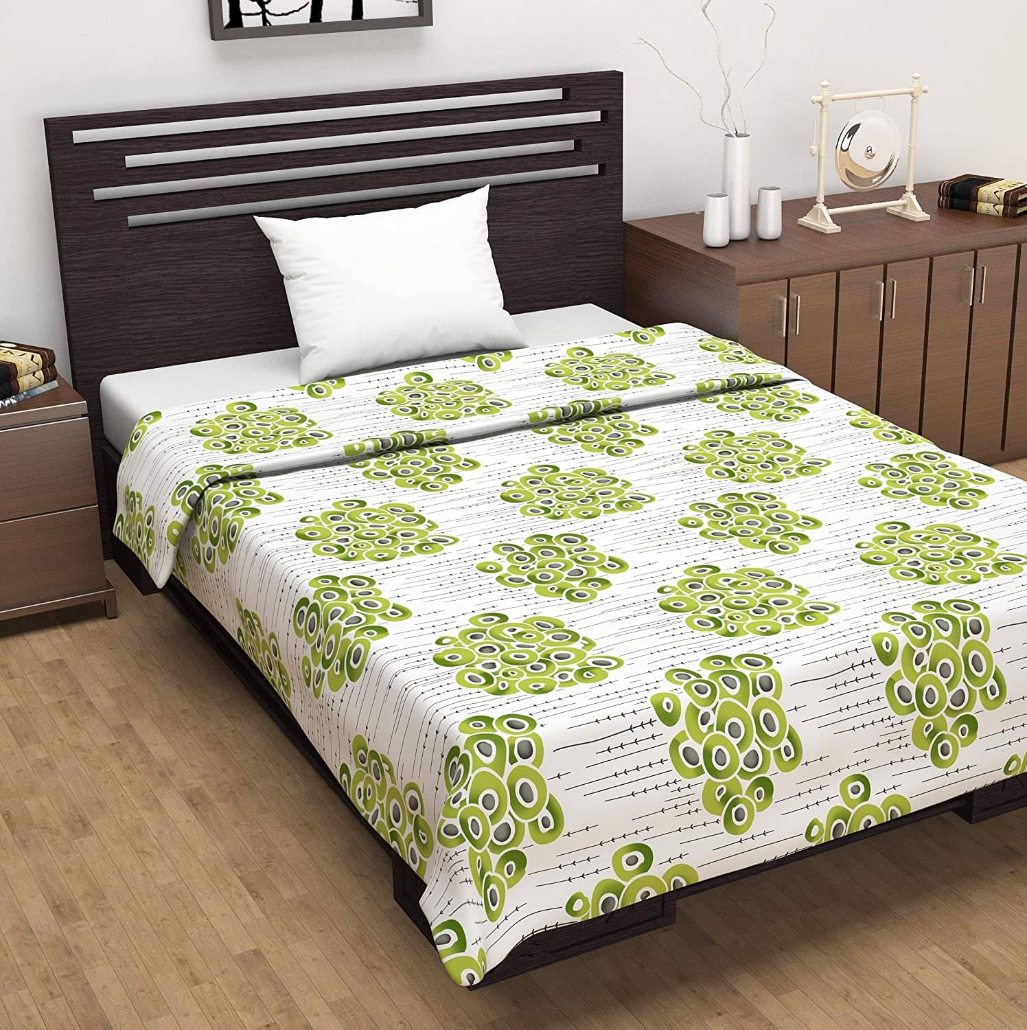     			DIVINE CASA Single Cotton Green Floral Dohar