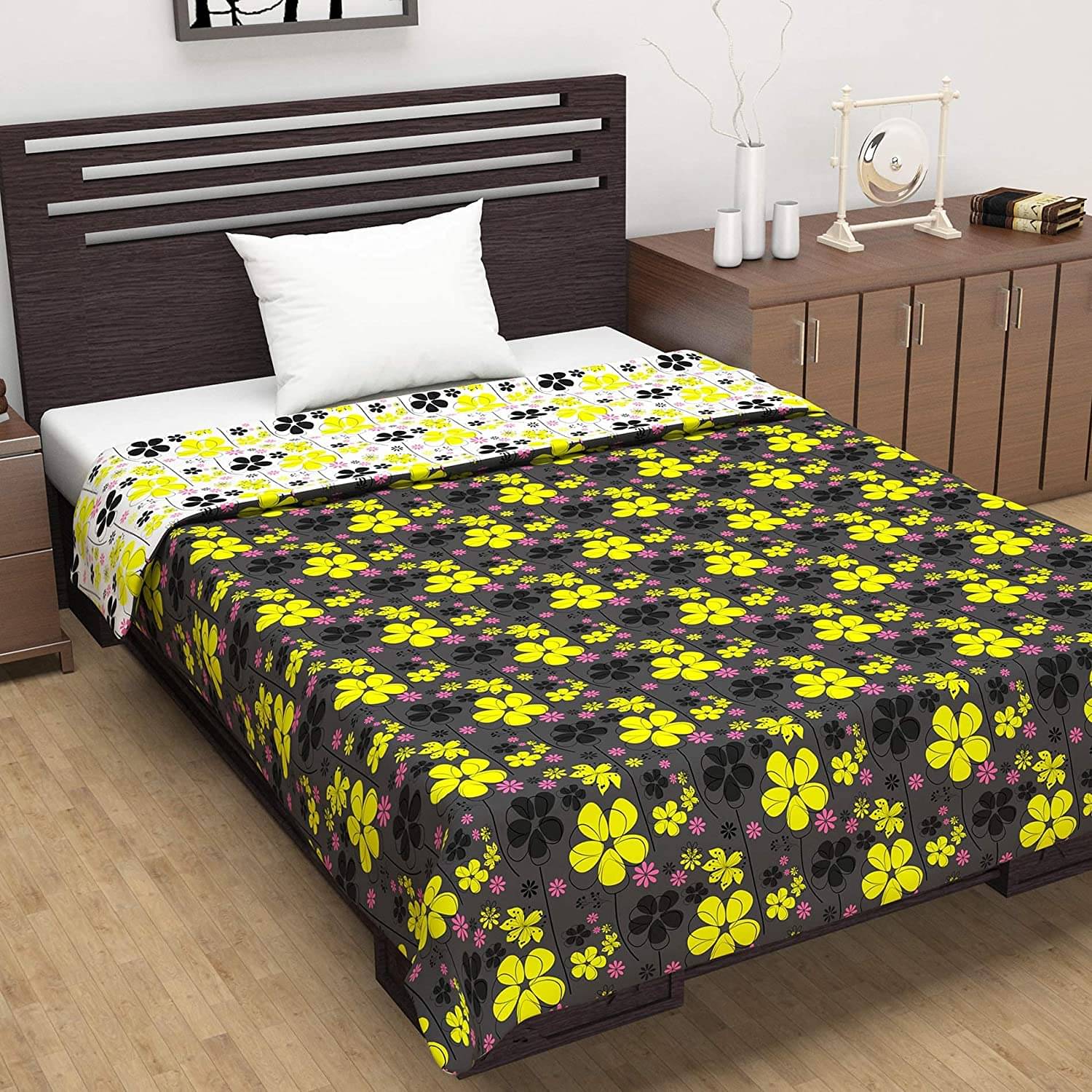 DIVINE CASA Single Polyester Black Floral Dohar DIVINE CASA Single Polyester Black Floral Dohar