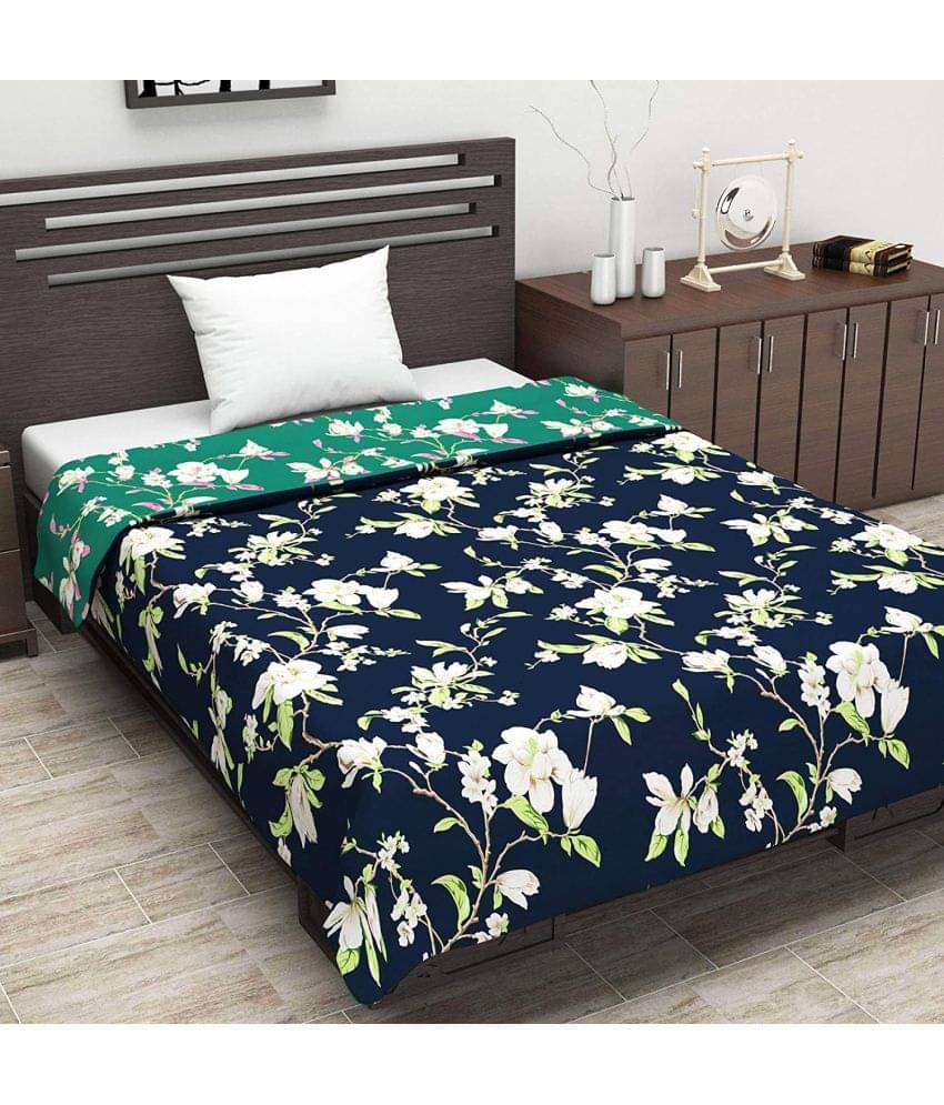     			DIVINE CASA Single Polyester Blue Floral Dohar