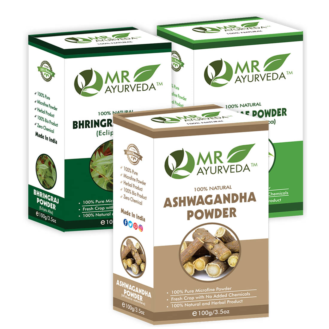 MR Ayurveda Ashwagandha, Bhringraj & Neem Powder Hair Scalp Treatment 300 g Pack of 3     			MR Ayurveda Ashwagandha, Bhringraj & Neem Powder Hair Scalp Treatment 300 g Pack of 3