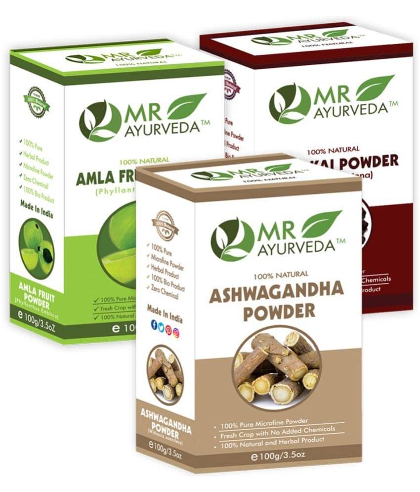 MR Ayurveda Ashwagandha Powder, Amla Powder & Shikakai Powder Hair Scalp Treatment 300 g Pack of 3     			MR Ayurveda Ashwagandha Powder, Amla Powder & Shikakai Powder Hair Scalp Treatment 300 g Pack of 3