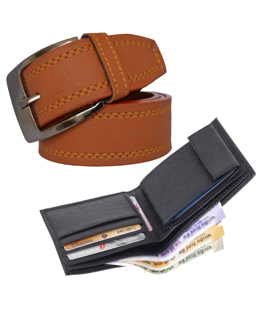 Loopa - PU Men's Belts Wallets Set ( Pack of 1 )