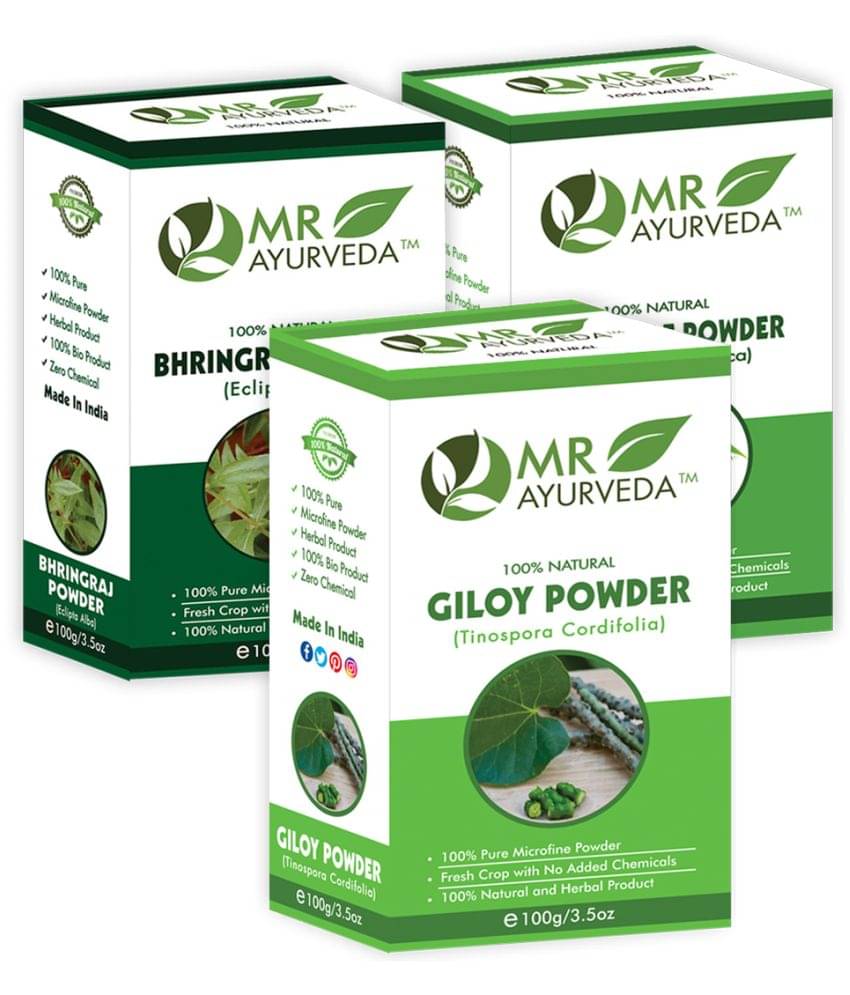 MR Ayurveda Giloy, Bhringraj & Neem Powder Hair Scalp Treatment 300 g Pack of 3 MR Ayurveda Giloy, Bhringraj & Neem Powder Hair Scalp Treatment 300 g Pack of 3