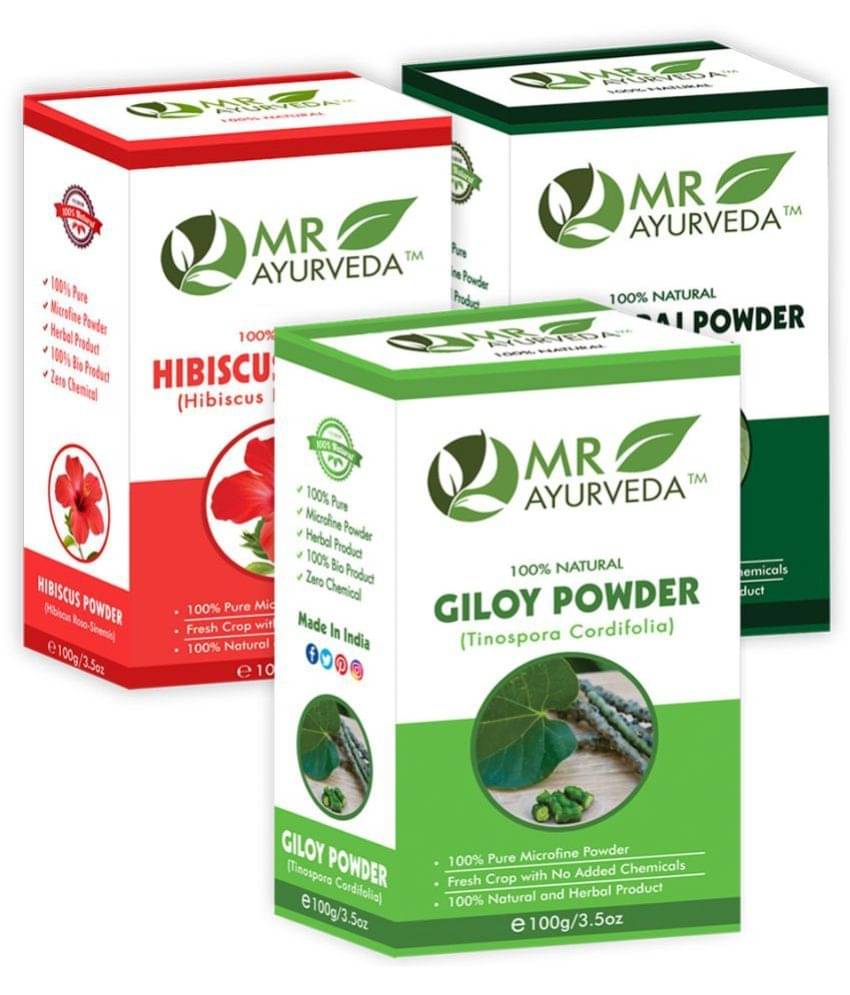 MR Ayurveda Giloy, Hibiscus & Bhringraj Powder Hair Scalp Treatment 300 g Pack of 3 MR Ayurveda Giloy, Hibiscus & Bhringraj Powder Hair Scalp Treatment 300 g Pack of 3