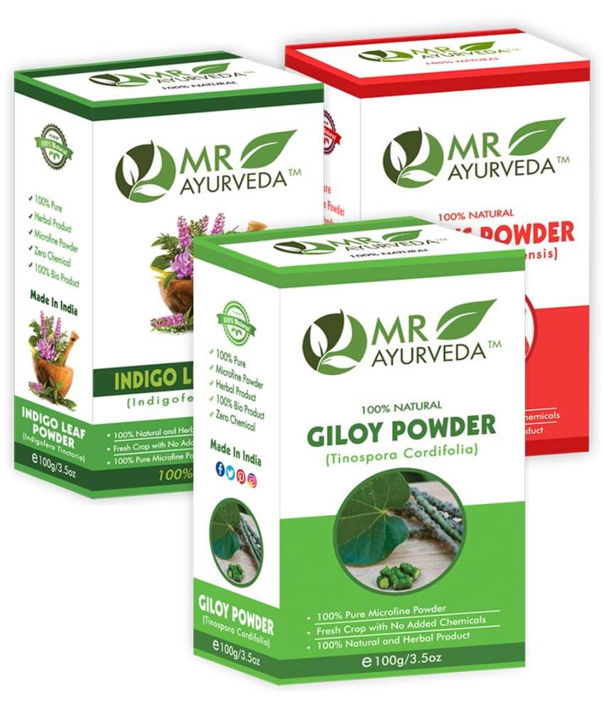 MR Ayurveda Giloy, Indigo & Hibiscus Powder Hair Scalp Treatment 300 g Pack of 3     			MR Ayurveda Giloy, Indigo & Hibiscus Powder Hair Scalp Treatment 300 g Pack of 3